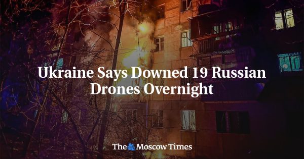 Ukraine Says Downed 19 Russian Drones Overnight