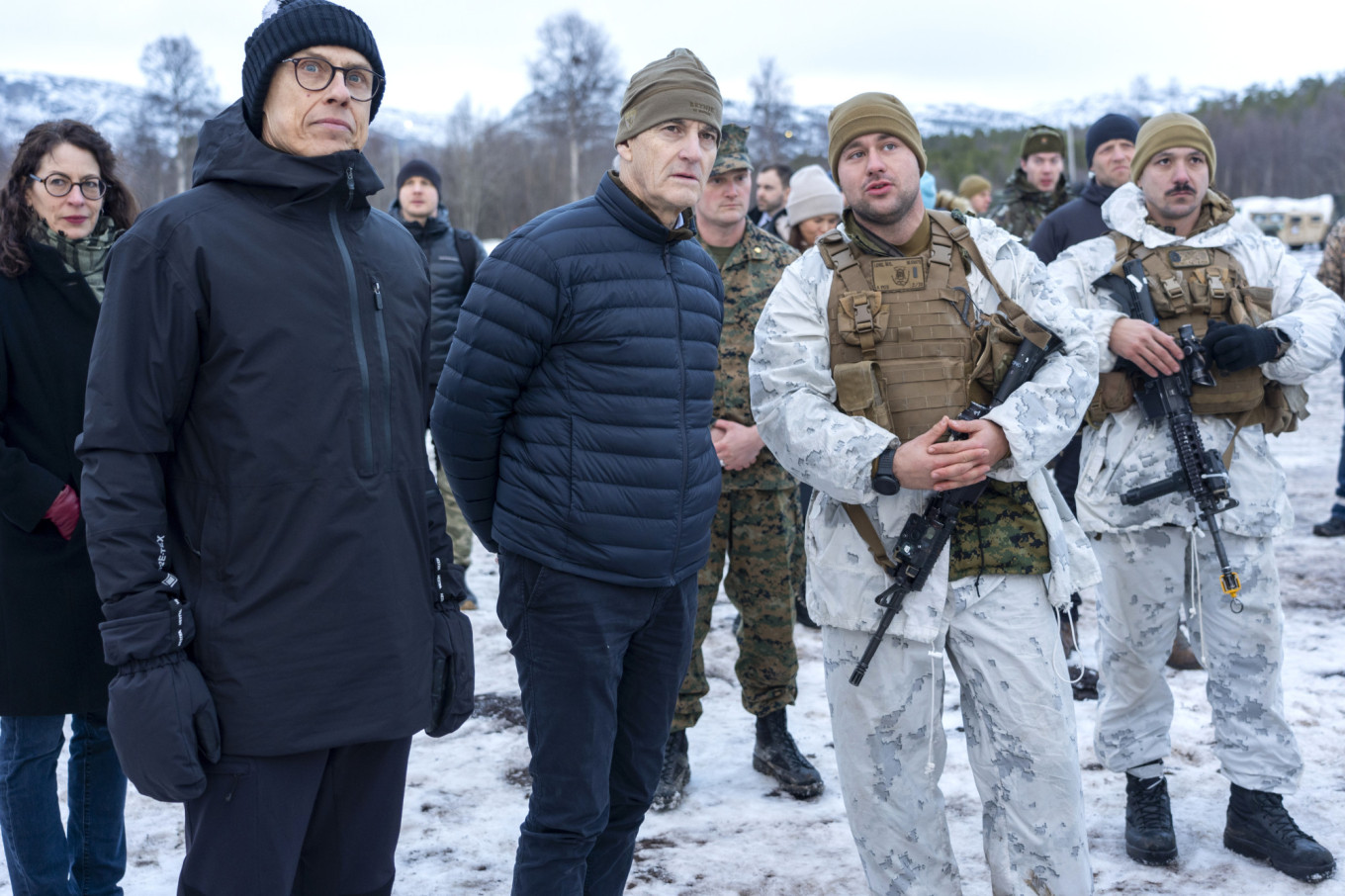  Finland's new president Alexander Stubb (left) seen attending NATO exercises in Norway. Heiko Junge / AP / TASS 