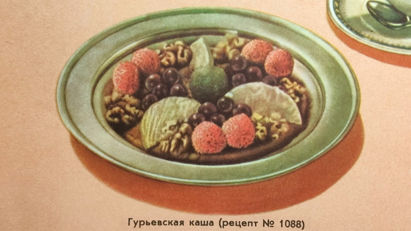 Guryev porridge recipe #1088, photo from the book "Russian cuisine,” 1962. Wikimedia Commons
