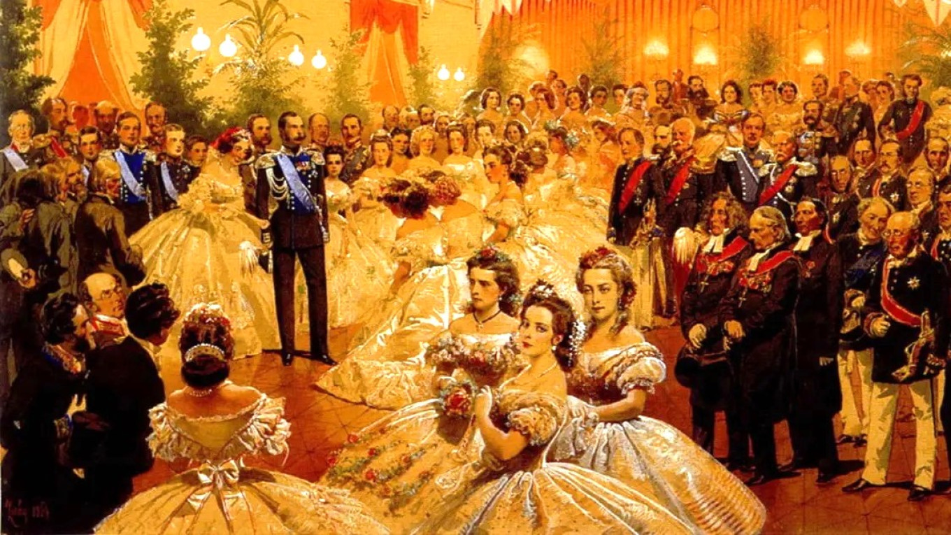  Ball in Honor of Emperor Alexander II in 1863, by Mihály Zichy. Wikimedia Commons 