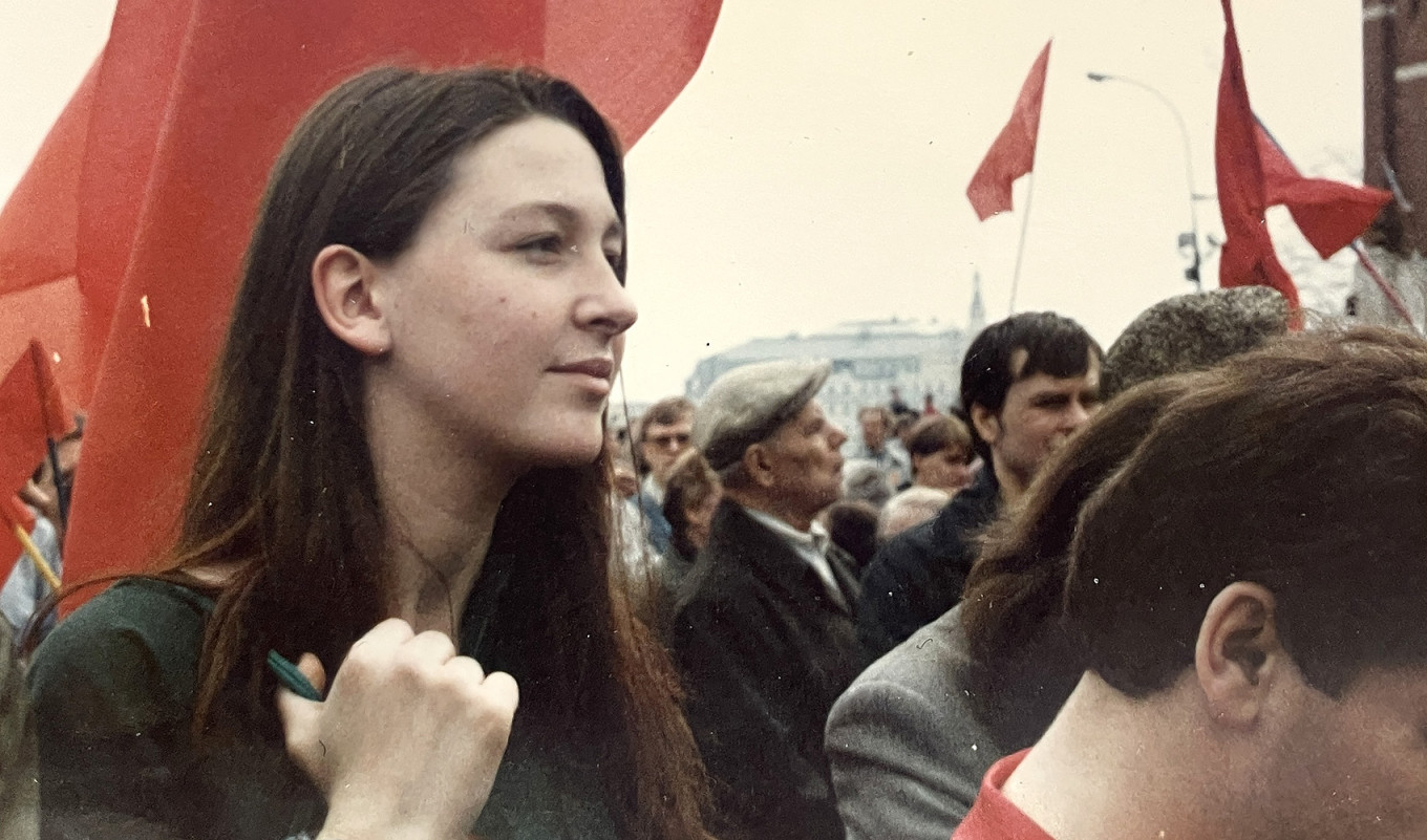  Sarah Rainsford at a protest in Red Square in early 1992. Courtesy of Sarah Rainsford 