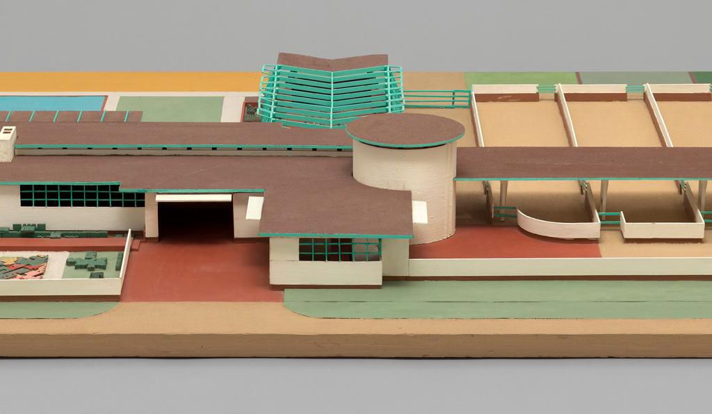 Frank Lloyd Wright. Davidson Little Farms Unit. Project, 1932–33. Model. Painted wood and particle board, 7 3⁄4 x 70 x 54 3⁄4 in. (19.7 x 177.8 x 139.1 cm).