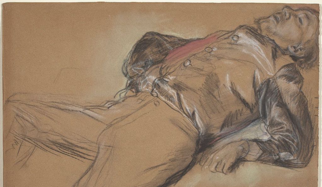 <i>Fallen Jockey</i>, c. 1866. Chalk and pastel on wove paper.