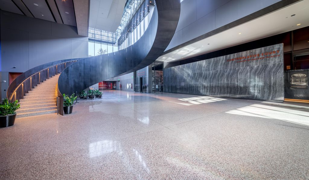 The Contemplative Court shares some characteristics with similar spaces at other museums dealing with equally emotional content, such as the National September 11 Memorial & Museum and the United States Holocaust Museum.